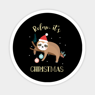 Relax It's Christmas Funny Sloth Magnet